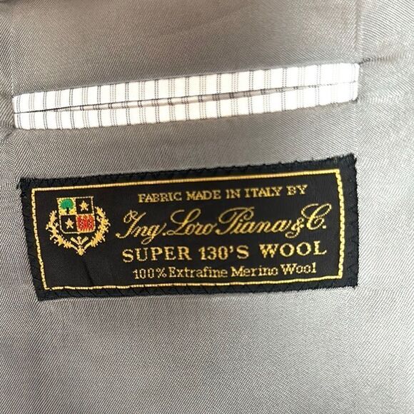 Jonathan Ogilvy Loro Piana Fitted Gray Striped Wool Suit Jacket Blazer 41R - Picture 13 of 16